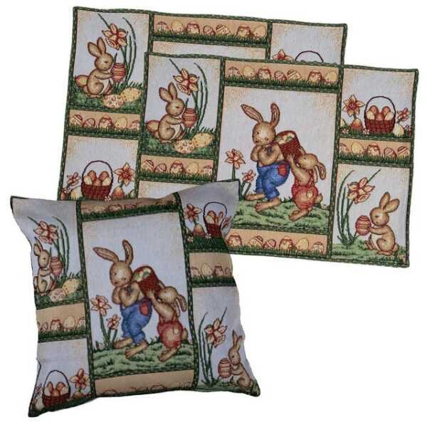 Platzset, Gobelin Tischdeko Osterdeko Tischset Deko Kissen, heimtexland, (2-St), 2er Pack Platzsets 33x46 cm Ostern Patchwork Osterhasen