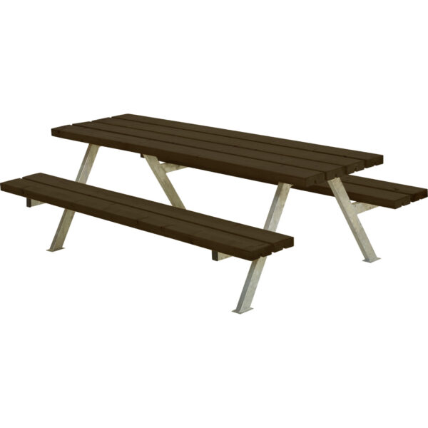 Plus Picknicktisch Kinder Alpha Stahl-Holz 177 x 118 x 57 cm schwarz