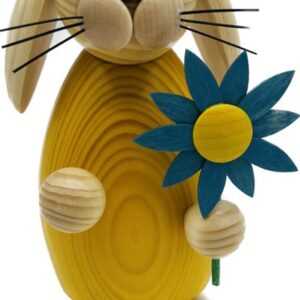 Richard Glaesser Osterhase Mädchen mit Blume, Höhe 18 cm, Neuheit (Ostern, Hasen), Handwerkskunst aus Seiffen im Erzgebirge