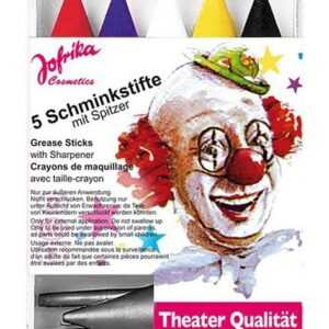 Rubie's Theaterschminke 5 Karneval Schminkstifte, Schminkset für alle klassischen Karnevalsmotive