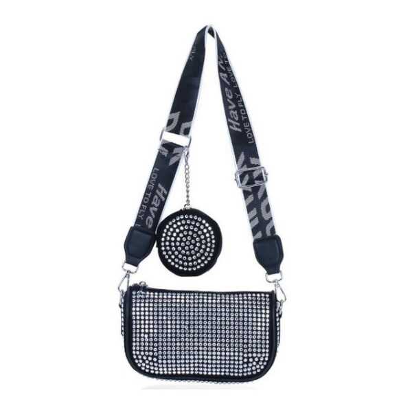 SOTOR Schultertasche (Crossbody Sling Bag Mit Pack Combo Coin Pouch Für Frauen Abnehmbarer Breiter Gürtel Stilvolle Abend Clutch Handtaschen Mädchen Neueste Damen Geldbörse Für Party Hochzeit Breite Schultergurt Side Square Bling Bag)