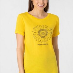 SUPER.NATURAL Print-Shirt Merino T-Shirt W GIRASOL TEE atmungsaktiver Merino-Materialmix