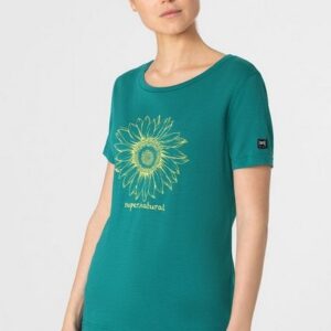 SUPER.NATURAL Print-Shirt Merino T-Shirt W GIRASOL TEE atmungsaktiver Merino-Materialmix