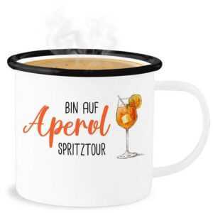 Shirtracer Becher Bin auf Aperol Spritztour JGA Mädelsabend Spritz Tour, Stahlblech, Karneval und Fasching Deko