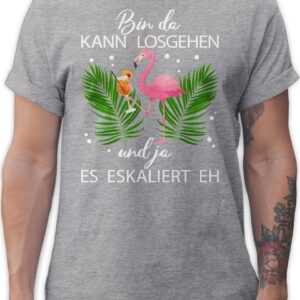 Shirtracer T-Shirt Bin da kann losgehen und ja es eskaliert eh - Flamingo Kostüm Lustig M Karneval & Fasching