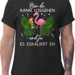 Shirtracer T-Shirt Bin da kann losgehen und ja es eskaliert eh - Flamingo Kostüm Lustig M Karneval & Fasching