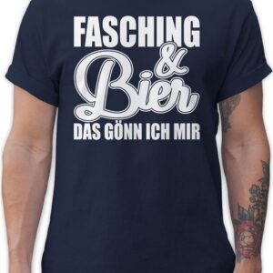 Shirtracer T-Shirt Fasching und Bier das gönn ich mir - weiß Karneval & Fasching