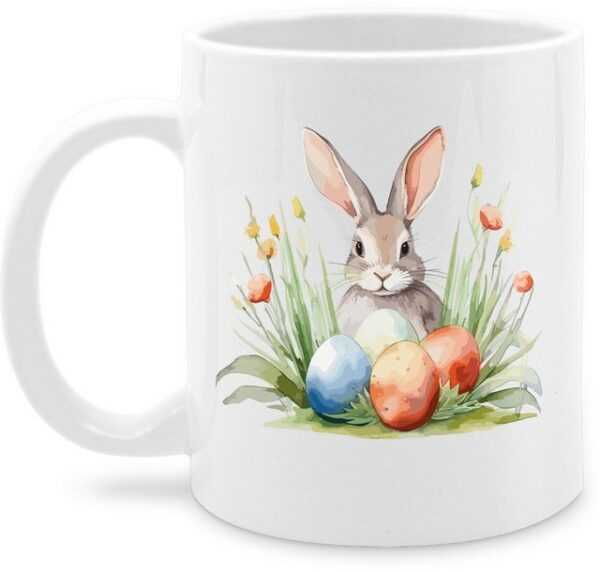 Shirtracer Tasse Hase mit Ostereiern, Keramik, Geschenke für Ostern