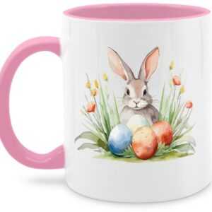 Shirtracer Tasse Hase mit Ostereiern, Keramik, Geschenke für Ostern