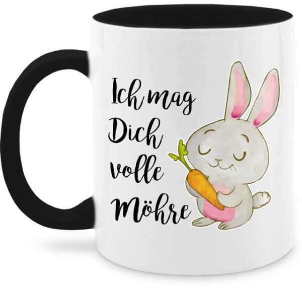 Shirtracer Tasse Ich mag dich volle Möhre Aquarell schwarz, Keramik, Geschenke für Ostern