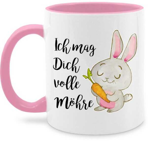 Shirtracer Tasse Ich mag dich volle Möhre Aquarell schwarz, Keramik, Geschenke für Ostern