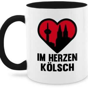 Shirtracer Tasse Im Herzen Kölsch - schwarz, Keramik, Karneval und Fasching Deko