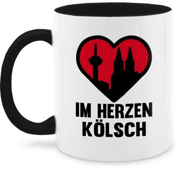 Shirtracer Tasse Im Herzen Kölsch - schwarz, Keramik, Karneval und Fasching Deko