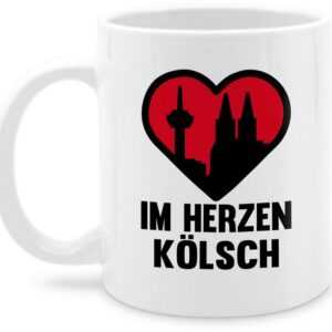 Shirtracer Tasse Im Herzen Kölsch - schwarz, Keramik, Karneval und Fasching Deko