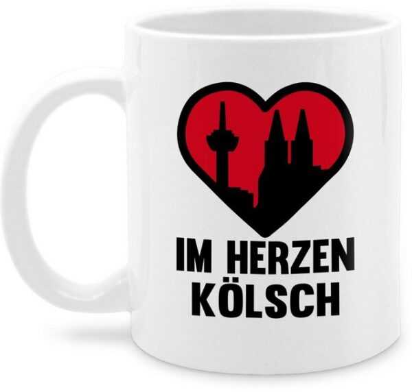 Shirtracer Tasse Im Herzen Kölsch - schwarz, Keramik, Karneval und Fasching Deko