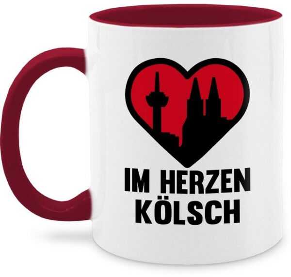 Shirtracer Tasse Im Herzen Kölsch - schwarz, Keramik, Karneval und Fasching Deko