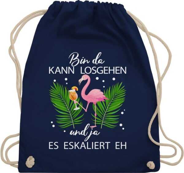 Shirtracer Turnbeutel Bin da kann losgehen und ja es eskaliert eh - Flamingo Kostüm Lustig M, Karneval & Fasching