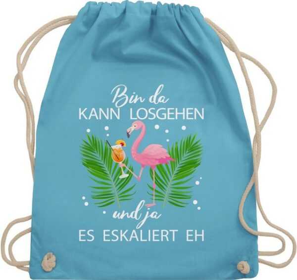 Shirtracer Turnbeutel Bin da kann losgehen und ja es eskaliert eh - Flamingo Kostüm Lustig M, Karneval & Fasching