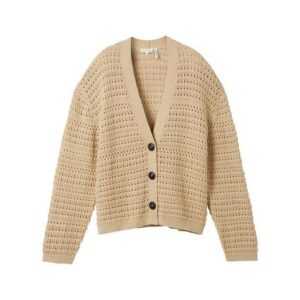 TOM TAILOR Strickjacke knit cardigan structured, Sandy Beige