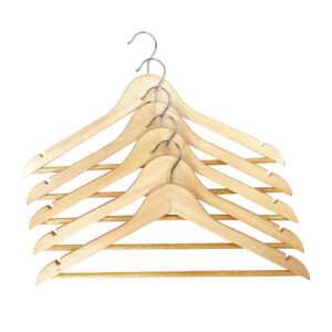 TrendLine Kleiderbügel Holz natur mit Steg 5er Pack