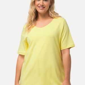 Ulla Popken Rundhalsshirt Shirt doppellagige Vorderseite Slim Rundhals