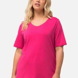 Ulla Popken Rundhalsshirt Shirt doppellagige Vorderseite Slim Rundhals