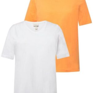 Ulla Popken Rundhalsshirt T-Shirts 2er-Pack V-Ausschnitt Halbarm (2-tlg)