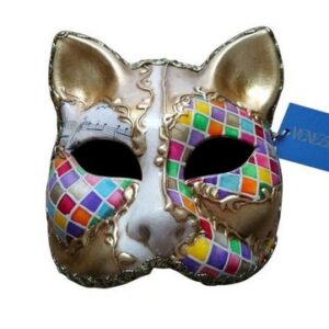 Venezia Originale Verkleidungsmaske Venezianische handgemachte Katzen Karnevalsmaske Deko Venedig Maske 1, Handgefertigt, Handbemalt, Maskenball, Karneval, Halloween,Katzenmaske