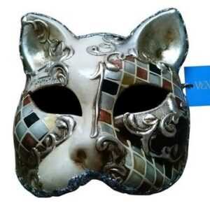 Venezia Originale Verkleidungsmaske Venezianische handgemachte Katzen Karnevalsmaske Deko Venedig Maske, Handgefertigt, Handbemalt, Maskenball, Karneval, Halloween,Katzenmaske