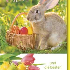 Verlag Dominique Grußkarten Ostern - Karte mit Umschlag - Hase mit Osterkörbchen