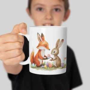 WS-Trend Tasse Ostern Fuchs und Hase Ostereier Kaffeetasse Teetasse, Keramik