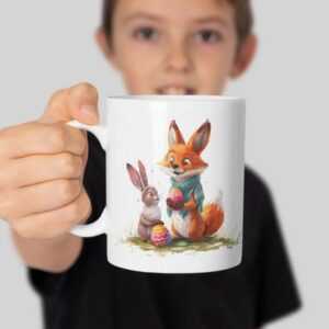 WS-Trend Tasse Ostern Fuchs und Hase Ostereier Kaffeetasse Teetasse, Keramik