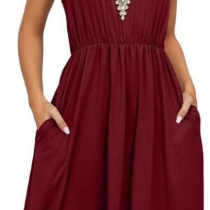 ZWY Dirndl Kleid mit V-Ausschnitt und Spitzeneinsätzen, ärmelloser Taille