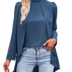 ZWY Langarmshirt Modisches Damen-Langarmshirt mit mittelhohem Kragen