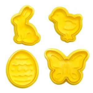 ZWY Schokoladenform 4er-Pack Kunststoff-Osterplätzchen-Ausstechformen zum Backen, (1-tlg), Ausstechförmchen Ostern, Oster Ausstecher Set(Farbe Gelb)