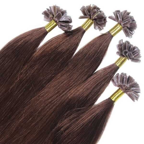 hair2heart Echthaar-Extension Premium Bonding Extensions #4/77 Mittelbraun Intensiv 60cm