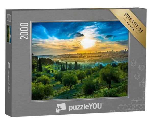 puzzleYOU Puzzle Altstadt und Ölberg von Jerusalem, Israel, 2000 Puzzleteile, puzzleYOU-Kollektionen Jerusalem, Landschaft, Naher Osten, Christentum