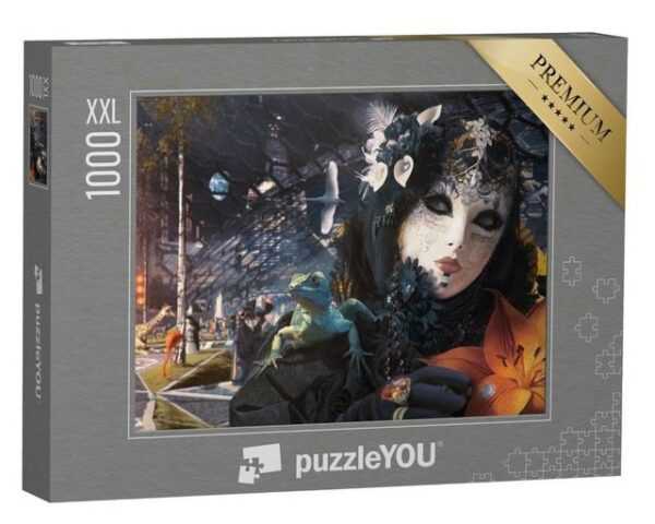 puzzleYOU Puzzle Digitale Kunst: Mondbasis Karneval, 1000 Puzzleteile, puzzleYOU-Kollektionen Illustrationen