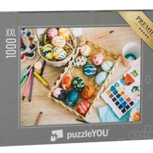 puzzleYOU Puzzle Frohe Ostern: Eier bemalen, Farben, Filzstifte, 1000 Puzzleteile, puzzleYOU-Kollektionen Festtage
