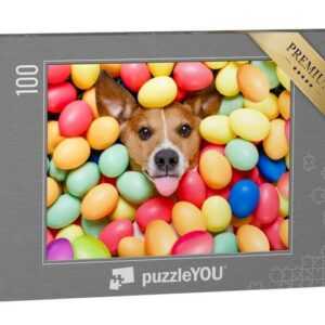 puzzleYOU Puzzle Frohe Ostern: Ein Hund in Ostereiern, 100 Puzzleteile, puzzleYOU-Kollektionen Festtage