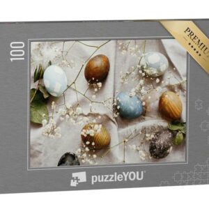 puzzleYOU Puzzle Frohe Ostern: Natürliche gefärbt bunte Ostereier, 100 Puzzleteile, puzzleYOU-Kollektionen Festtage