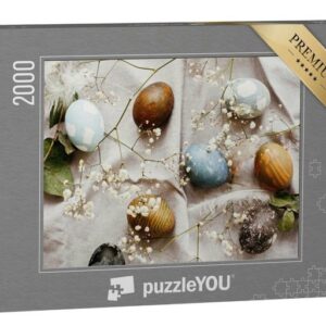 puzzleYOU Puzzle Frohe Ostern: Natürliche gefärbt bunte Ostereier, 2000 Puzzleteile, puzzleYOU-Kollektionen Festtage