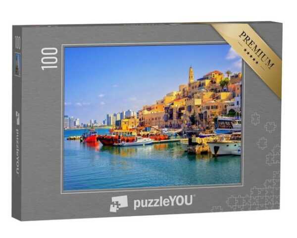 puzzleYOU Puzzle Hafen von Jaffa und Skyline von Tel Aviv, Israel, 100 Puzzleteile, puzzleYOU-Kollektionen Israel, Naher Osten