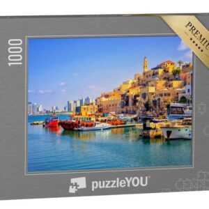 puzzleYOU Puzzle Hafen von Jaffa und Skyline von Tel Aviv, Israel, 1000 Puzzleteile, puzzleYOU-Kollektionen Israel, Naher Osten