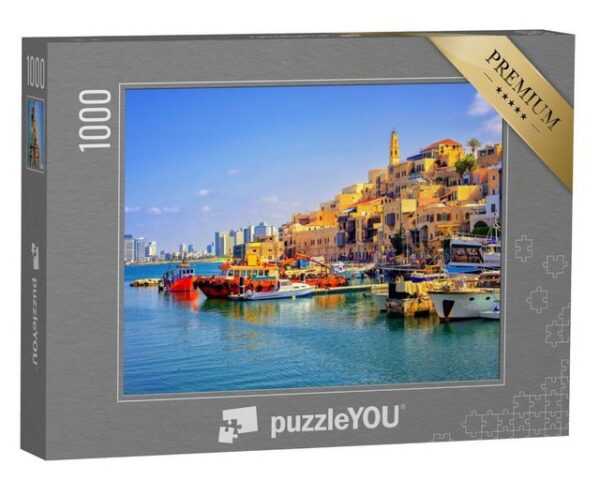 puzzleYOU Puzzle Hafen von Jaffa und Skyline von Tel Aviv, Israel, 1000 Puzzleteile, puzzleYOU-Kollektionen Israel, Naher Osten