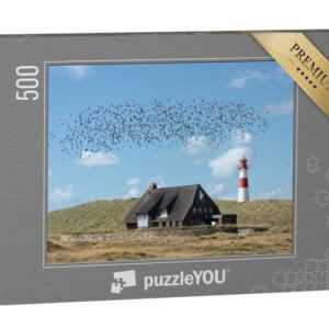 puzzleYOU Puzzle Leuchtturm List Ost mit einem Schwarm von Vögeln, 500 Puzzleteile, puzzleYOU-Kollektionen Schleswig-Holstein