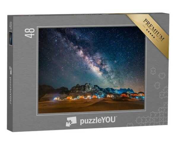 puzzleYOU Puzzle Milchstraße über der roten Wüste in Jordanien, 48 Puzzleteile, puzzleYOU-Kollektionen Naher Osten