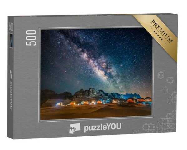 puzzleYOU Puzzle Milchstraße über der roten Wüste in Jordanien, 500 Puzzleteile, puzzleYOU-Kollektionen Naher Osten