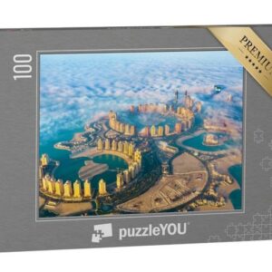 puzzleYOU Puzzle Pearl-Qatar-Insel in Doha im Morgennebel, Katar, 100 Puzzleteile, puzzleYOU-Kollektionen Naher Osten