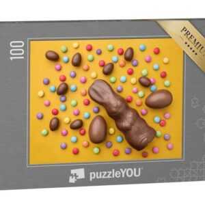 puzzleYOU Puzzle Schokoladenhasen, Eier und Süßigkeiten zu Ostern, 100 Puzzleteile, puzzleYOU-Kollektionen Festtage